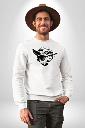 Yoda Star Wars Kadın Erkek Beyaz Sweatshirt 