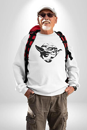 Yoda Star Wars Kadın Erkek Beyaz Sweatshirt 