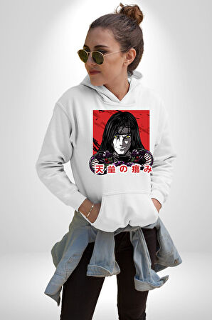 Orochimaru Anime Kadın Erkek  Beyaz Kapüşonlu Sweatshirt Hoodie