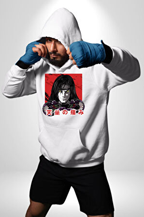 Orochimaru Anime Kadın Erkek  Beyaz Kapüşonlu Sweatshirt Hoodie