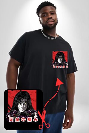 Orochimaru Anime Siyah Büyük Beden Kadın Basic Minimal Baskılı Tişört