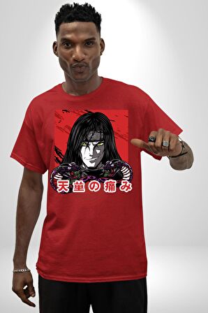 Orochimaru Anime Pamuklu Bisiklet Yaka Kadın Erkek Oversize Boyfriend Dijital Baskılı Kırmızı T-shirt