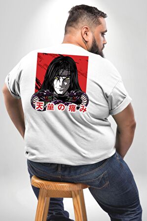 Orochimaru Anime Büyük Beden Beyaz Tişört Kadın Erkek Ünisex Sırt Baskılı