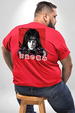 Orochimaru Anime Büyük Beden Kırmızı Tişört Kadın Erkek Ünisex Sırt Baskılı