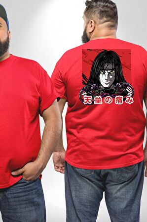 Orochimaru Anime Büyük Beden Kırmızı Tişört Kadın Erkek Ünisex Sırt Baskılı