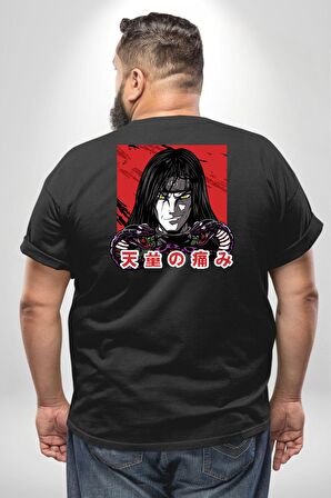 Orochimaru Anime Büyük Beden Siyah Tişört Kadın Erkek Ünisex Sırt Baskılı