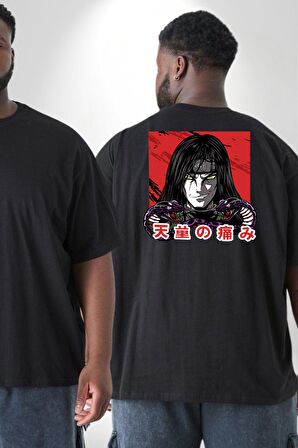Orochimaru Anime Büyük Beden Siyah Tişört Kadın Erkek Ünisex Sırt Baskılı