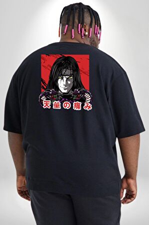 Orochimaru Anime Büyük Beden Siyah Tişört Kadın Erkek Ünisex Sırt Baskılı