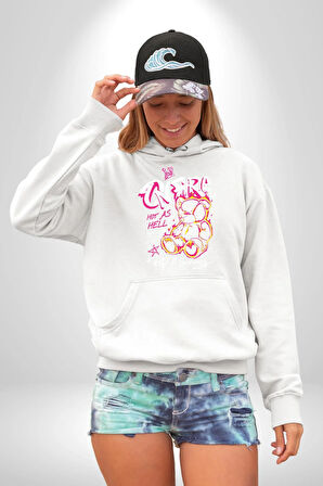 Yanmaya Devam Edecek Kadar Sıcak Kadın Erkek  Beyaz Kapüşonlu Sweatshirt Hoodie