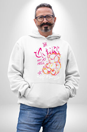 Yanmaya Devam Edecek Kadar Sıcak Kadın Erkek  Beyaz Kapüşonlu Sweatshirt Hoodie