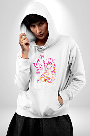 Yanmaya Devam Edecek Kadar Sıcak Kadın Erkek  Beyaz Kapüşonlu Sweatshirt Hoodie
