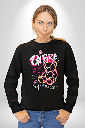 Yanmaya Devam Edecek Kadar Sıcak Kadın Erkek Siyah Sweatshirt 