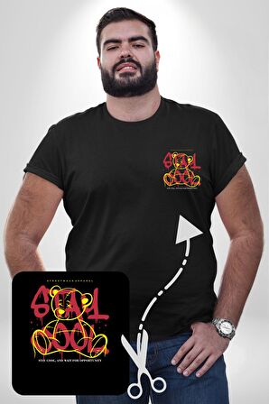 Game Oyun Alanı Siyah Büyük Beden Kadın Basic Minimal Baskılı Tişört