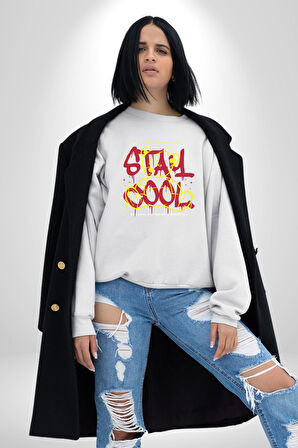 Havalı Kal Kadın Erkek Beyaz Sweatshirt 