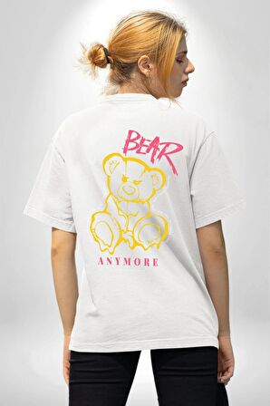 Artık Katlan Beyaz Oversize Kadın Erkek Ön ve Sırt Baskılı Tişört