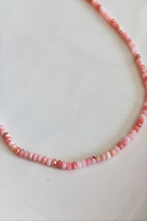 3 MM PEMBE OPAL DOĞAL TAŞ KOLYE