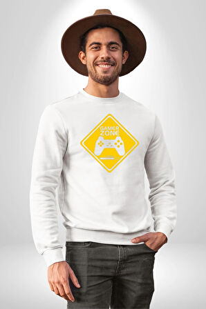 Game Oyun Alanı Kadın Erkek Beyaz Sweatshirt 