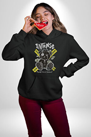 Geçilmez Bölge Kadın Erkek  Siyah Kapüşonlu Sweatshirt Hoodie