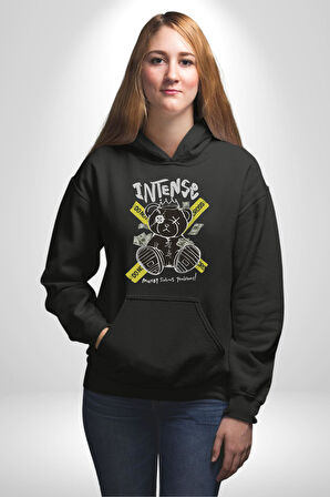 Geçilmez Bölge Kadın Erkek  Siyah Kapüşonlu Sweatshirt Hoodie