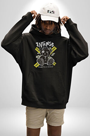 Geçilmez Bölge Kadın Erkek  Siyah Kapüşonlu Sweatshirt Hoodie