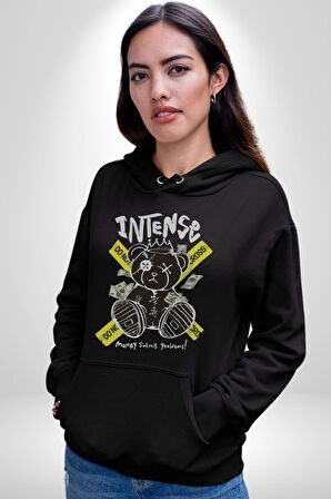 Geçilmez Bölge Kadın Erkek  Siyah Kapüşonlu Sweatshirt Hoodie