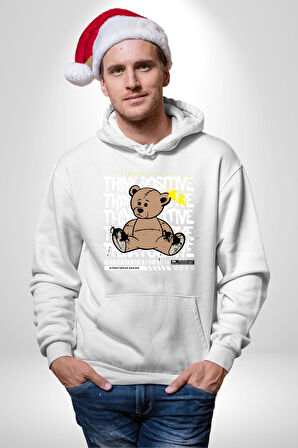 Positive Düşünce  Kadın Erkek  Beyaz Kapüşonlu Sweatshirt Hoodie
