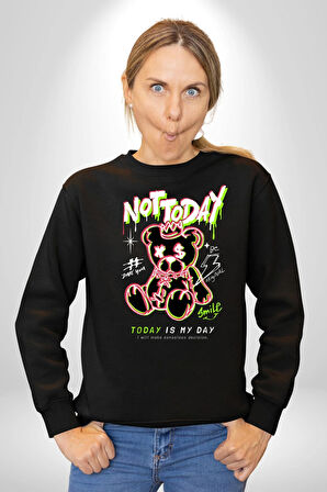 Bugün Değil Kadın Erkek Siyah Sweatshirt 