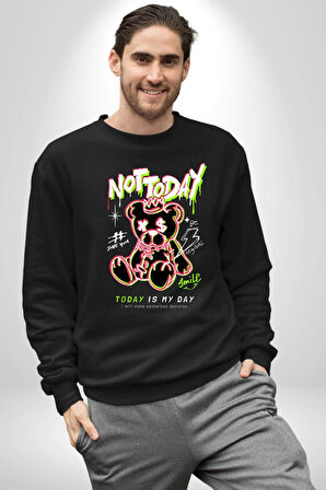 Bugün Değil Kadın Erkek Siyah Sweatshirt 