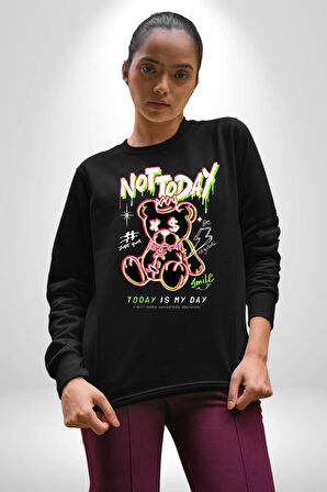 Bugün Değil Kadın Erkek Siyah Sweatshirt 