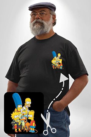 The Simpsons  Siyah Büyük Beden Kadın Basic Minimal Baskılı Tişört