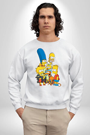 The Simpsons  Kadın Erkek Beyaz Sweatshirt 