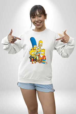 The Simpsons  Kadın Erkek Beyaz Sweatshirt 