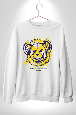 Sebep Olmadan Mutlu OL Kadın Erkek Beyaz Sweatshirt 