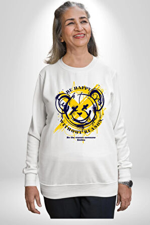 Sebep Olmadan Mutlu OL Kadın Erkek Beyaz Sweatshirt 