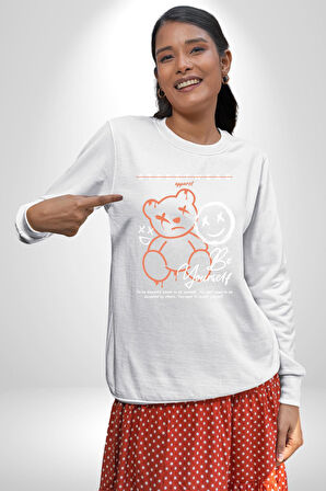 Yükseliş  İçin Kendin Ol Kadın Erkek Beyaz Sweatshirt 