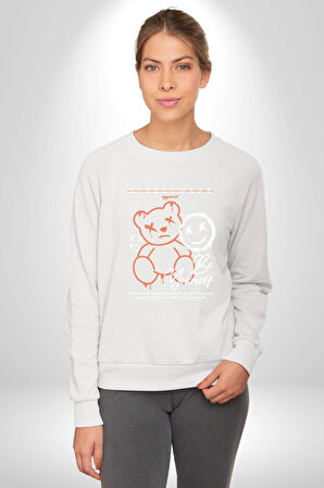 Yükseliş  İçin Kendin Ol Kadın Erkek Beyaz Sweatshirt 