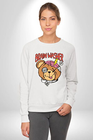 Beyin Yıkama Kadın Erkek Beyaz Sweatshirt 