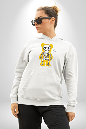 Mutlu Ol Kadın Erkek  Beyaz Kapüşonlu Sweatshirt Hoodie