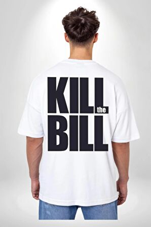 The Kill Bill Sinema Beyaz Oversize Kadın Erkek Ön ve Sırt Baskılı Tişört