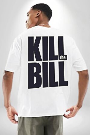 The Kill Bill Sinema Beyaz Oversize Kadın Erkek Ön ve Sırt Baskılı Tişört