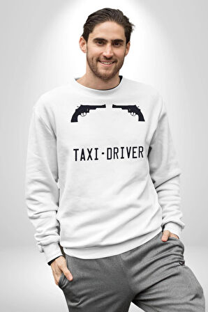 Taxi-Driver Sinema Kadın Erkek Beyaz Sweatshirt 