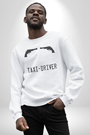 Taxi-Driver Sinema Kadın Erkek Beyaz Sweatshirt 