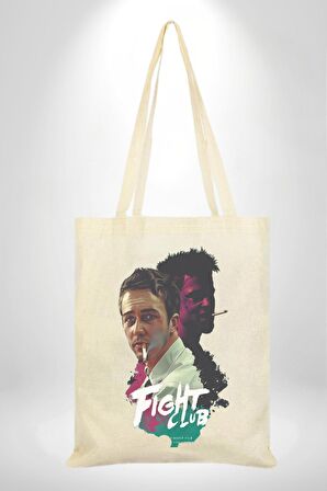 Fight Club Sinema 35X40 Kadın Erkek Çocuk Ekru Ham Bez Çanta