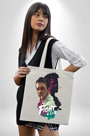 Fight Club Sinema 35X40 Kadın Erkek Çocuk Ekru Ham Bez Çanta