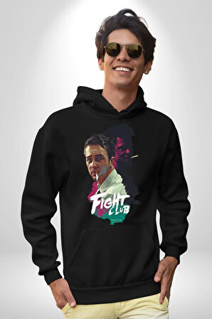 Fight Club Sinema Kadın Erkek  Siyah Kapüşonlu Sweatshirt Hoodie