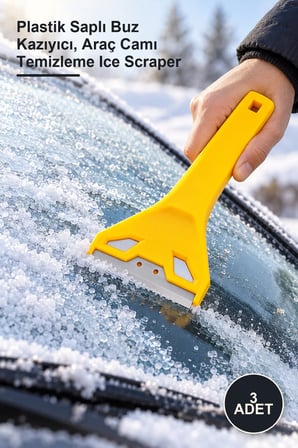 3 Adet Cam Ve Buz Kazıyıcı Bıçak – Plastik Saplı Buz Kazıyıcı, Araç Camı Temizleme Ice Scraper