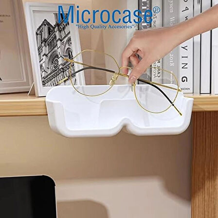 Microcase Sert ABS Plastik Duvar ve Düz Alana Yapışkanlı Gözlük Kabı Gözlük Tutucu 2 Adet - BEYAZ AL4986