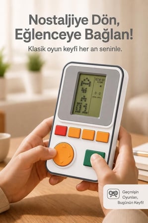 Oyun Kolu Atari Joystick Tetris Gameboy GC011 Beyaz Çocuk Hediyesi Mini Konsol Nostalji Aleti