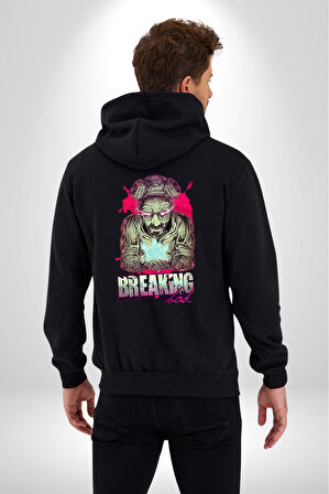 Breaking Bad Kadın Erkek Siyah Kapüşonlu Fermuarlı Baskılı Hırka Sweatshirt