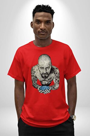 Breaking Bad Pamuklu Bisiklet Yaka Kadın Erkek Oversize Boyfriend Dijital Baskılı Kırmızı T-shirt